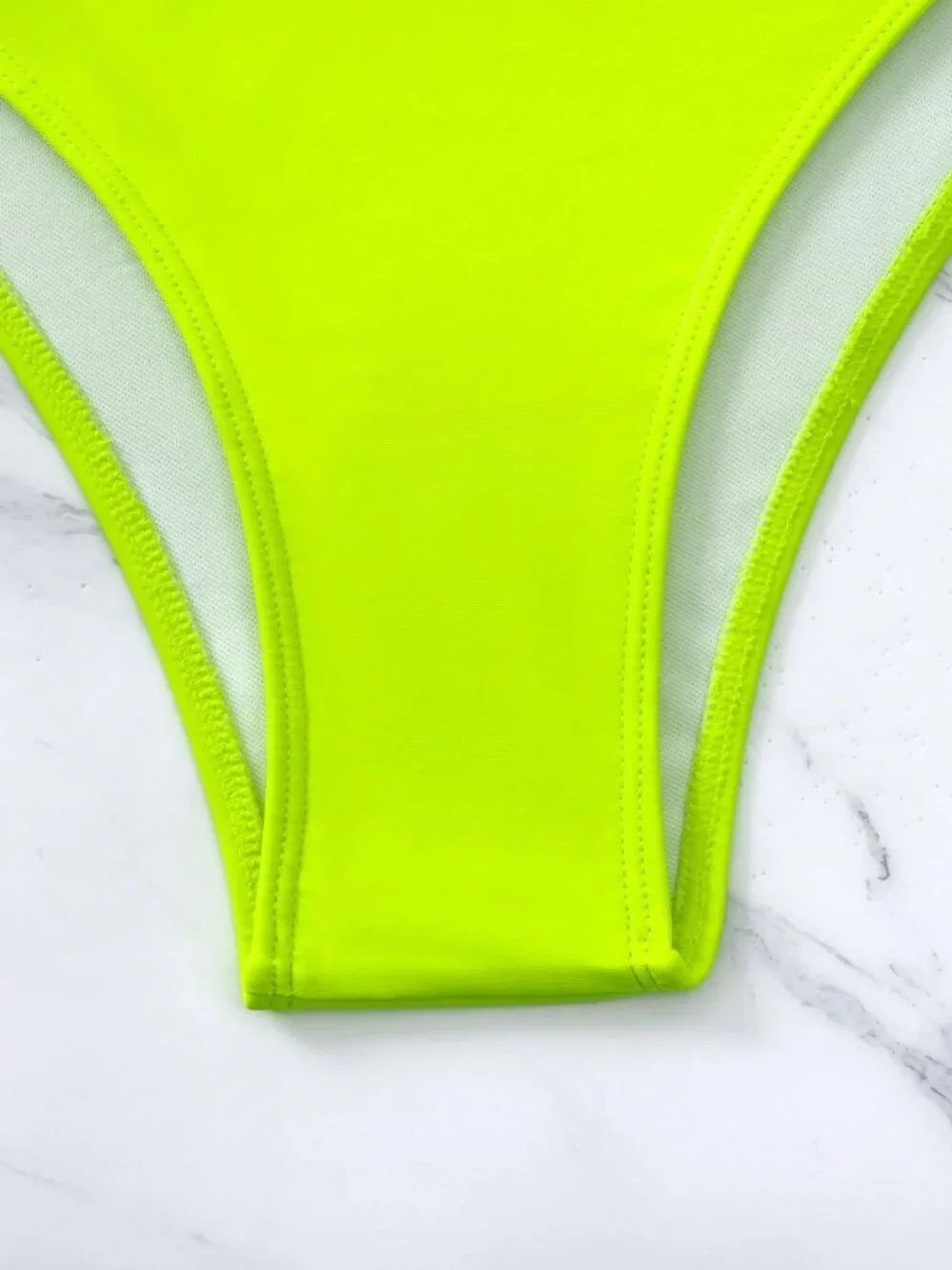 Lime Green Halter Neck Sleeveless Sexy Women's One-Piece Swimsuit